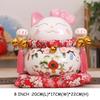 Ceramic Lucky Cat Money Bank Maneki Neko Fortune Cats Porcelain Happy Smiling Cat Figure Feng Shui Decor Ornament