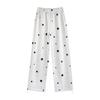 White wide-leg pants sweatpants autumn and winter new printed star trousers high waist loose walking casual straight pants