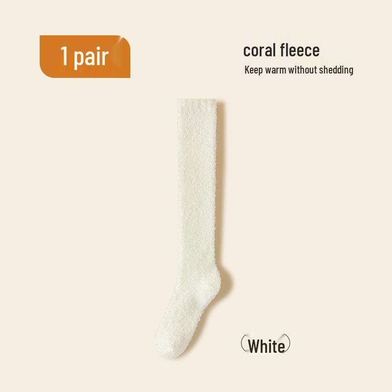 Women's Thick Coral Fleece Mid-Tube Socks: Warm, Non-Shedding, Solid Color – Perfect for Maternity and Floor Wear