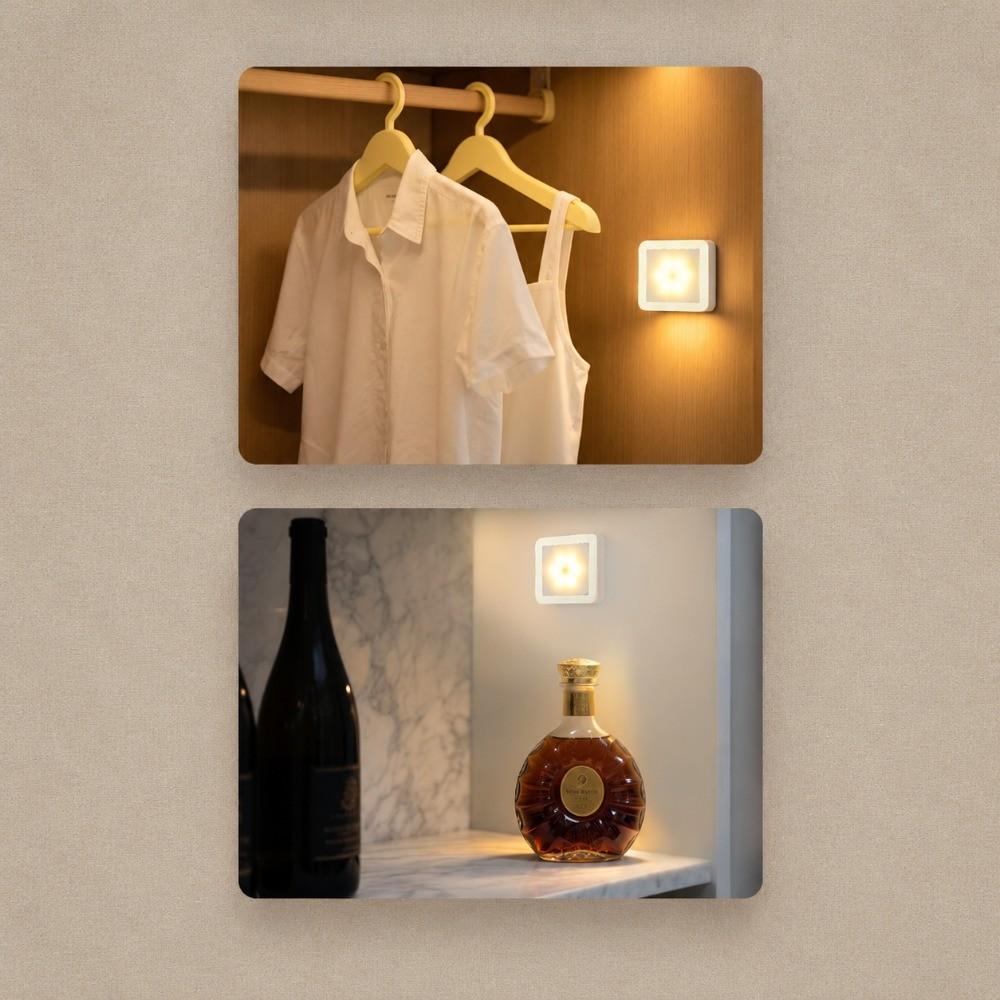 3pcs Battery Operated Smart Motion Sensor Light Warm/White Light Cabinet Light Bathroom