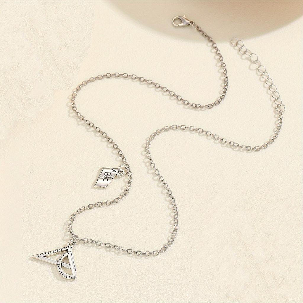 Fashion Personality Vintage Ruler Book Pendant Necklace Simple Creative Clavicle Chain For Graduation Season's Gift