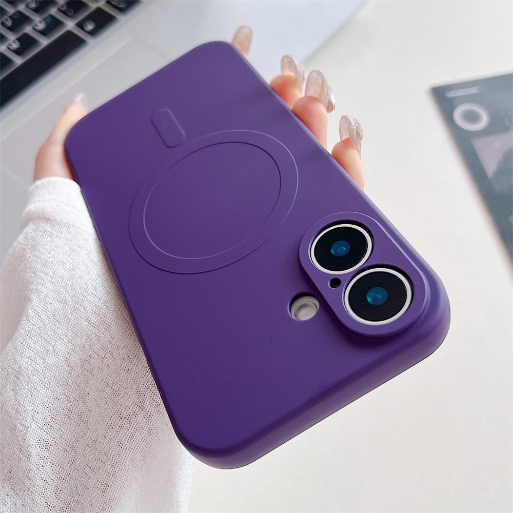 Liquid Silicone Case For iPhone 16 15 14 13 12 11 Pro Max Plus Phone Magnetic Wireless Charger For Magsafe Shockproof Back Cover