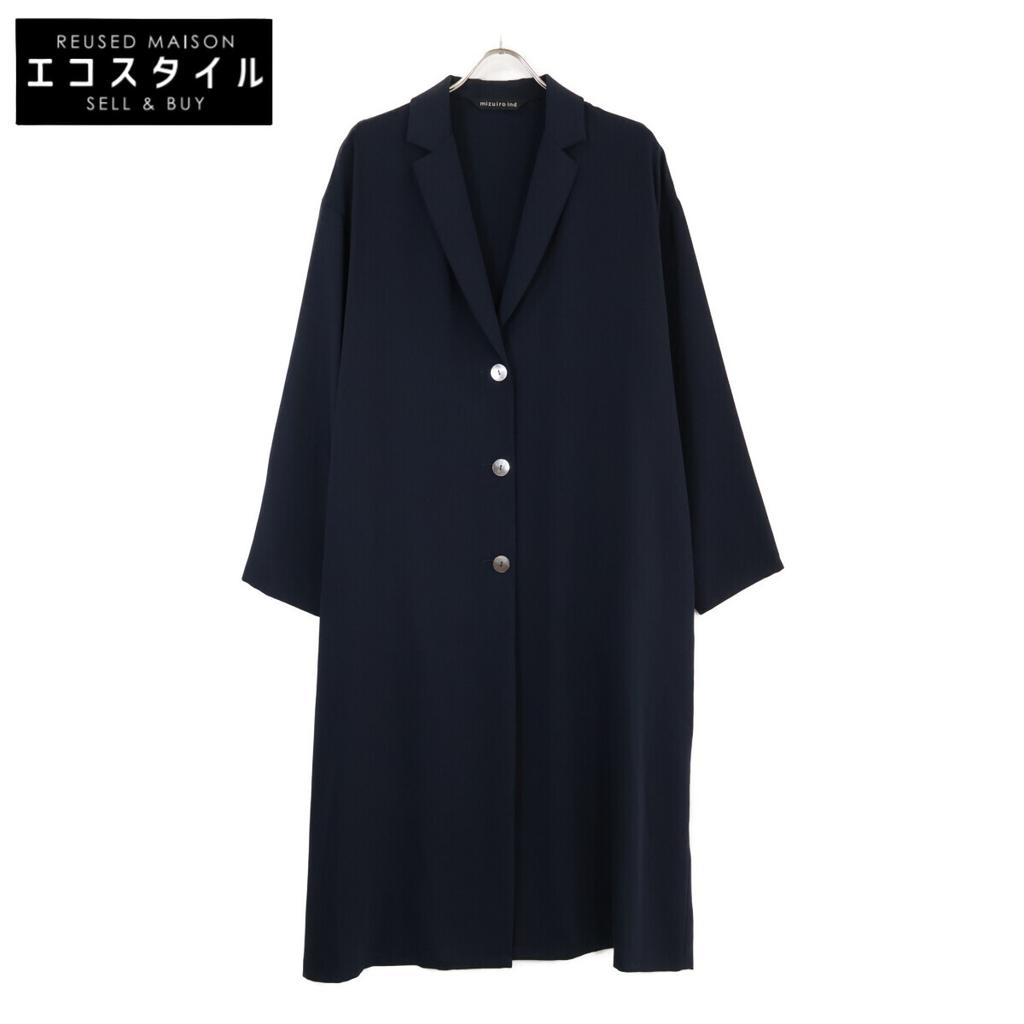mizuiro ind Navy Wide Tailored Coat Chesterfield Coat coat F NavyUsed