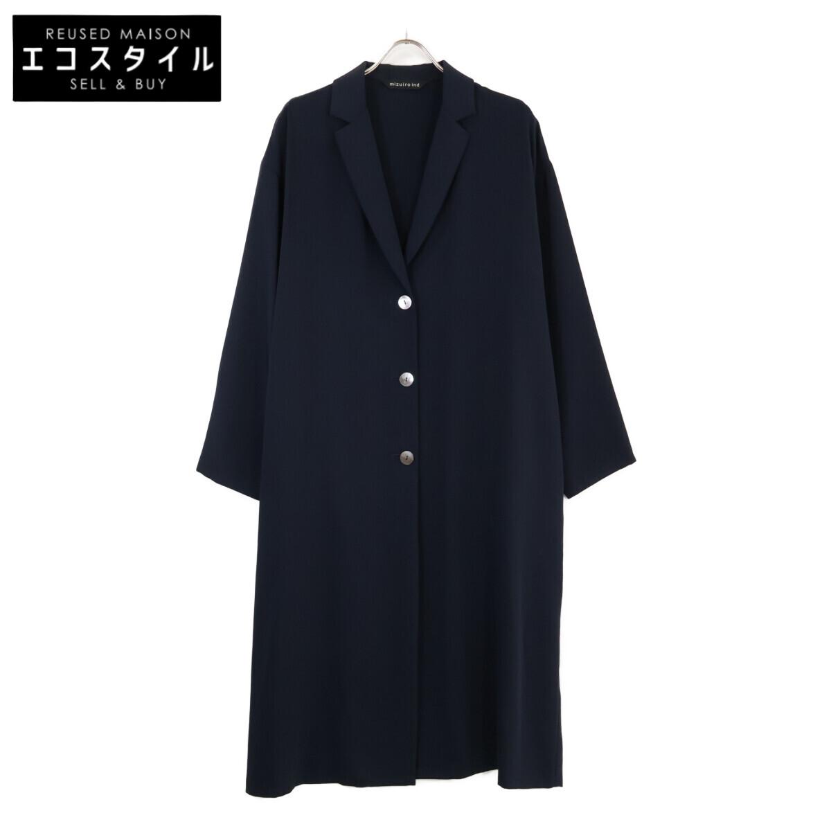 

mizuiro ind Navy Wide Tailored Coat Chesterfield Coat coat F NavyUsed