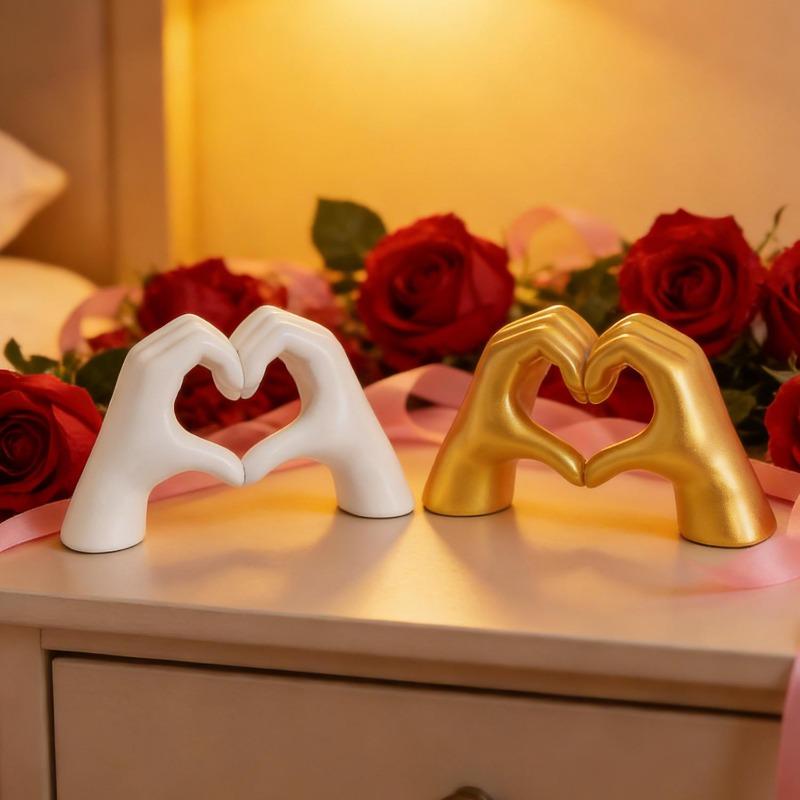 Heart Hand Sculpture Love Statue Romantic Home Decor Mini Hand Gesture Ornament For Couple Anniversary Couple Gift Birthday Gift