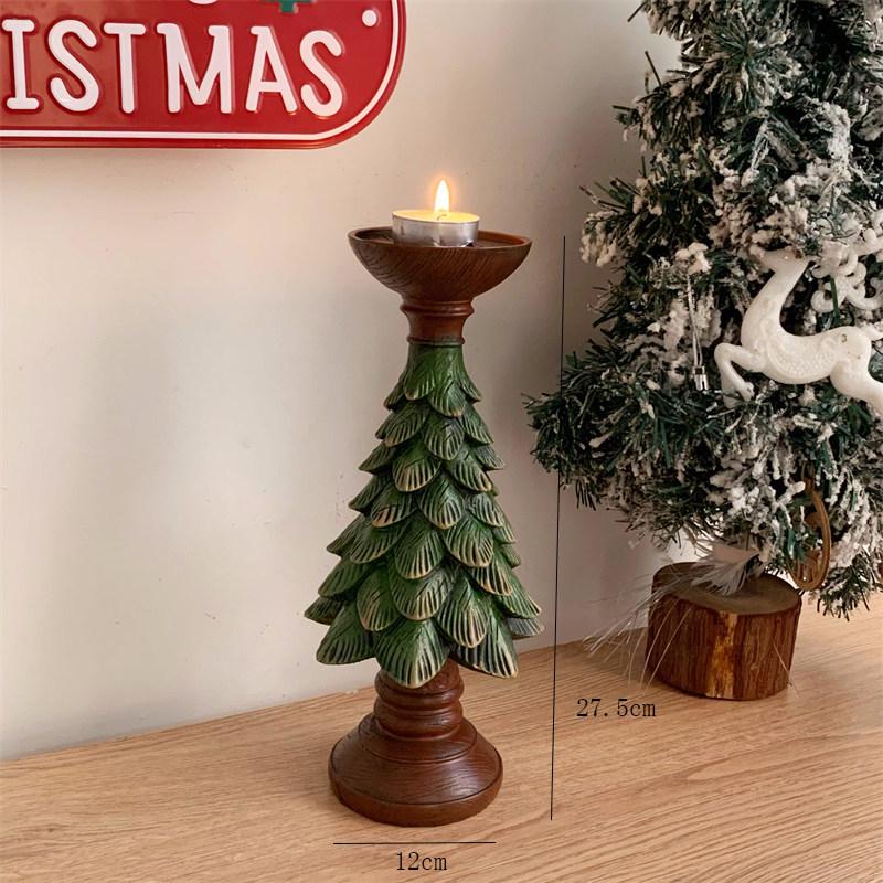 Retro Christmas Tree Candle Holder Ornament for Festive Home Decor