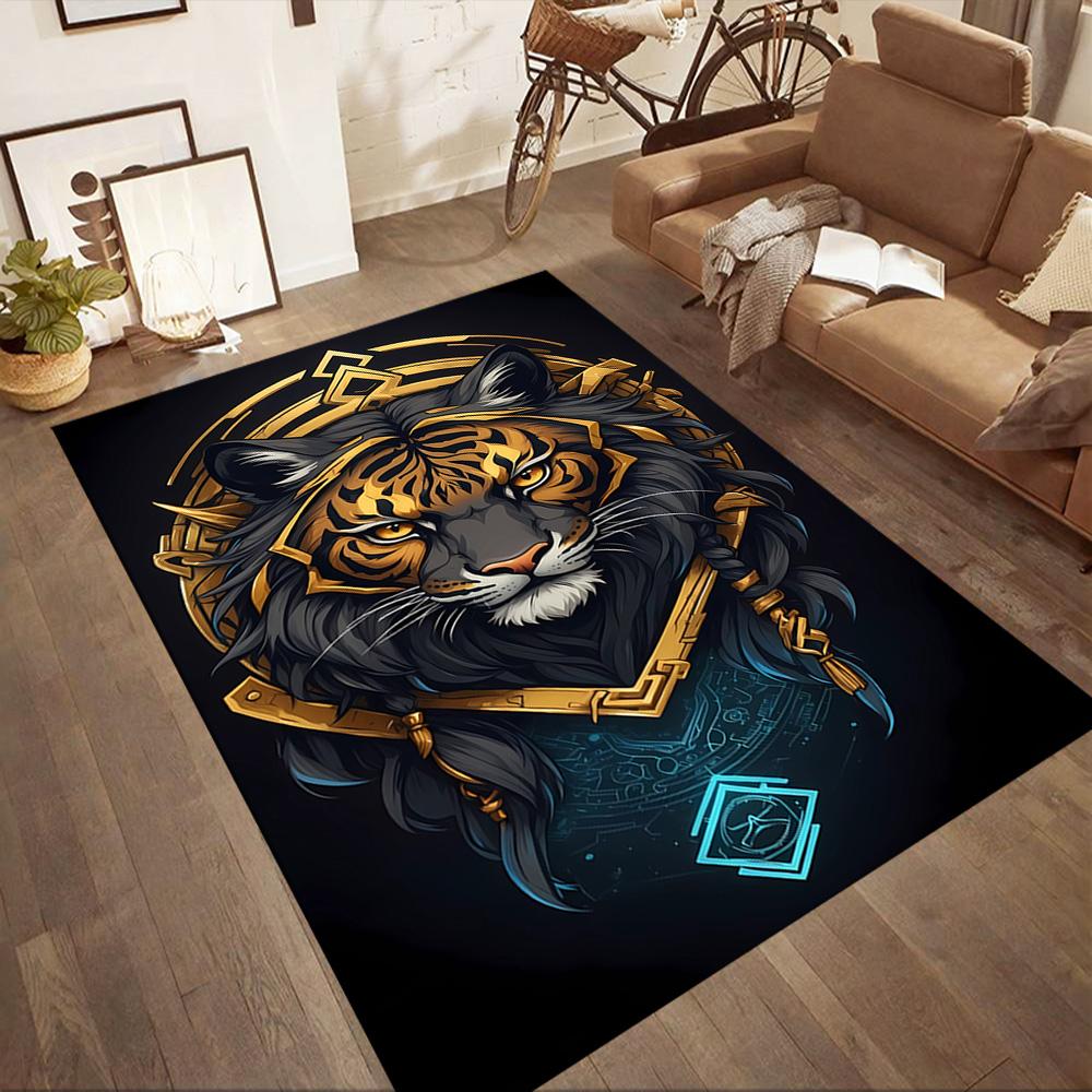 Colorful Tiger Portrait Floor Mats for Living Room, Bedroom and Room Decoration Are Suitable for Gifts.