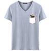 QICED Summer Short-sleeved T-shirt Men's V-neck Trend Bottom Shirt