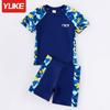 Navy Kids Swimsuit With Polyester Fabric For Water Sports And Sun Protection For Boys And Girls