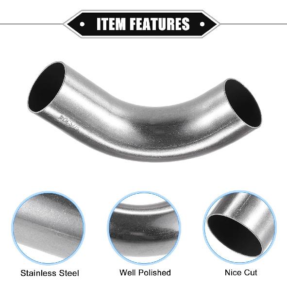 Bend Elbow Pipe Tube, 1.25" OD 4" 3.15" Leg 90 Degree DIY Exhaust Pipe Intercooler Air Intake Tube Universal for Car Truck Automotive Durable 304