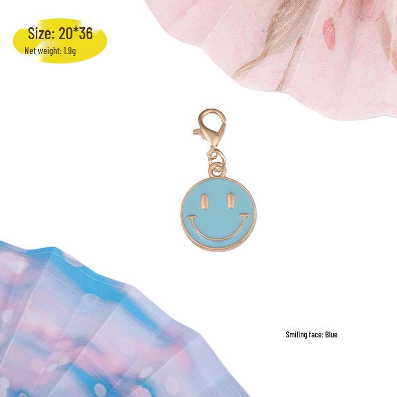 Smiling Face Gold Zinc Alloy Pendant Keychain Accessory