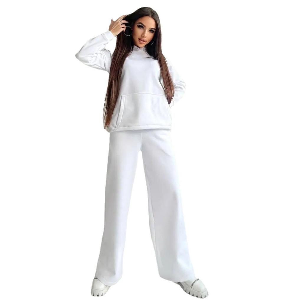 Neues Frühling Herbst Lässiges Loungewear Set Locker Langarm Weitbeinige Hose 2-teiliges Outfit Bequem Elegant Damenmode