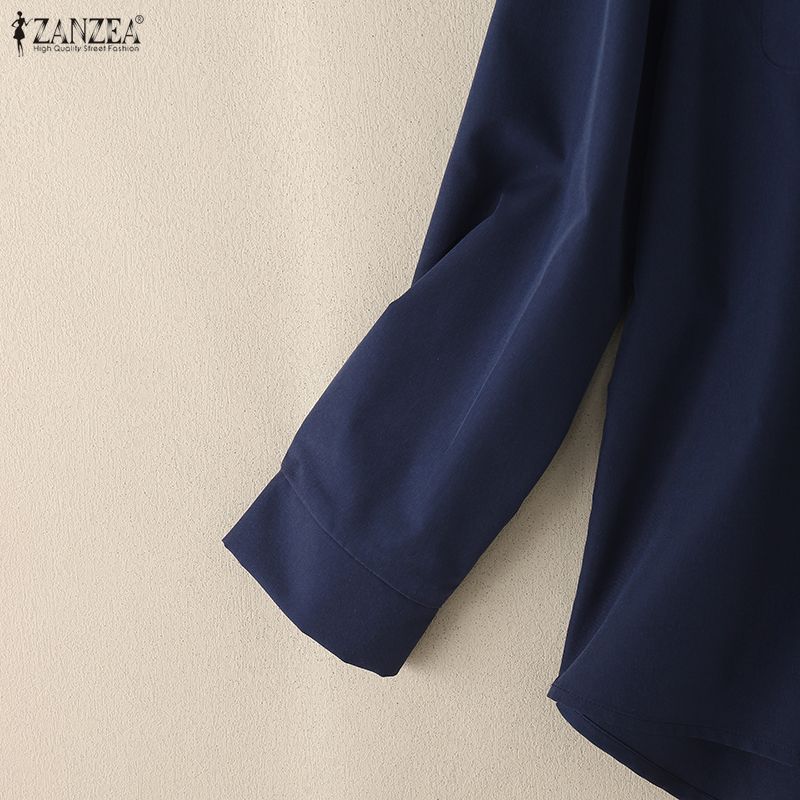 ZANZEA Women Casual V-Neck Solid Color Long Sleeve Blouse