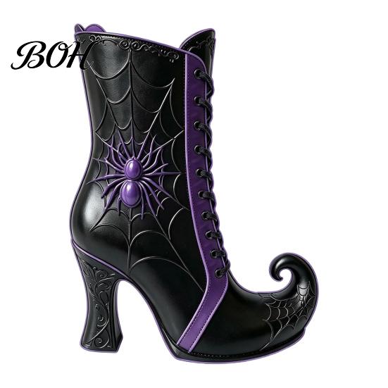 Mysterious Halloween Party Ornament Witch Boot Vase, Gothic Spider Web Flower Elegant Aesthetic Home Decor Decorative Table Centerpiece Vase