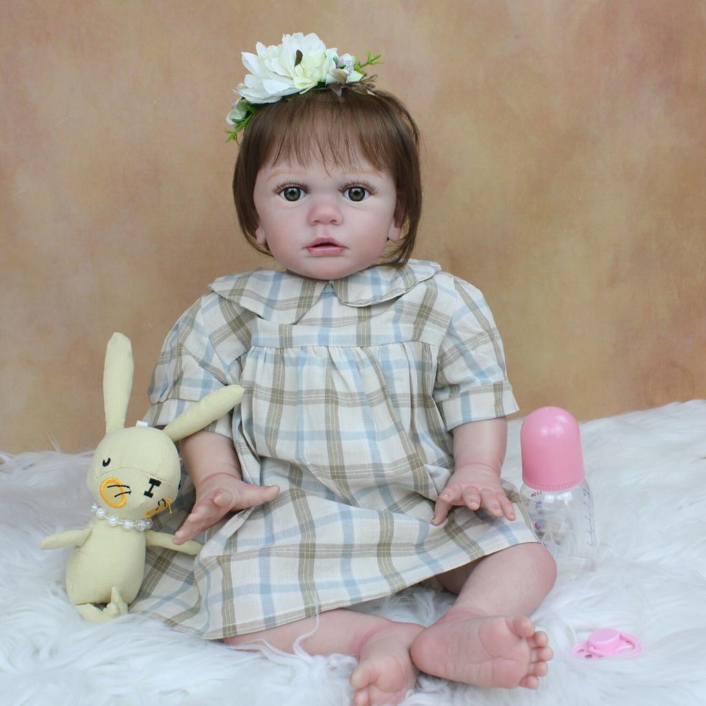 BZDOLL 60 CM 3D-Paint Skin Soft Silicone Reborn Baby Toddler Doll For Girl Like Real Cloth Body Silicone Princess Toy Alive Bebe