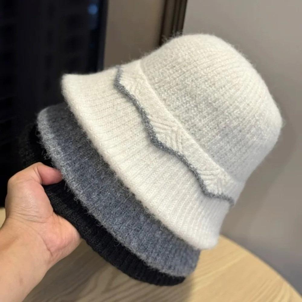 Warm Bucket Hat Wool Knitted Beanie Hat New Fisherman Hat  Autumn