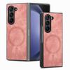 Case for Samsung Z FOLD 7 6 5 4 3 Built-in Wireless Charging Magnet Retro Vegan Leather Ultra-thin Protective Case Full Coverage