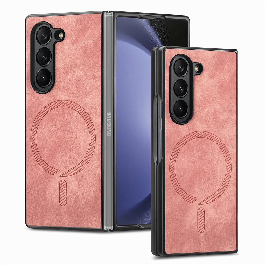 Case for Samsung Z FOLD 7 6 5 4 3 Built-in Wireless Charging Magnet Retro Vegan Leather Ultra-thin Protective Case Full Coverage