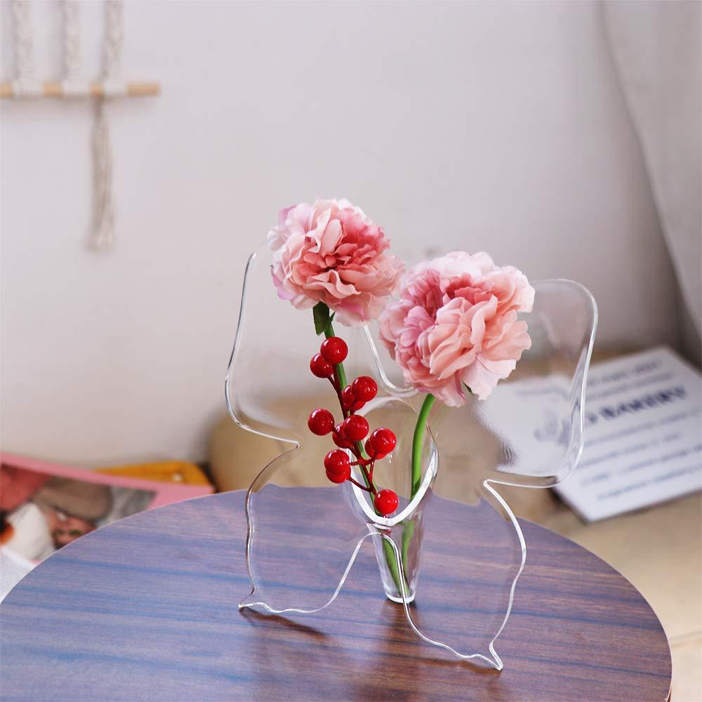 Acrylic Butterfly Acrylic Vase Transparent Desktop Ornament Hydroponic Flower Vase  Banquet