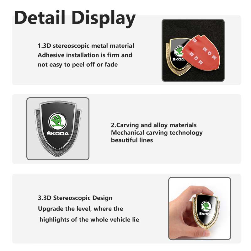 AAABU1 3D Metal Car Body Sticker Emblem Badge Rear Tail Trunk Decal Auto Accessories For Skoda Rapid Octavia Derivative Enyaq-iV