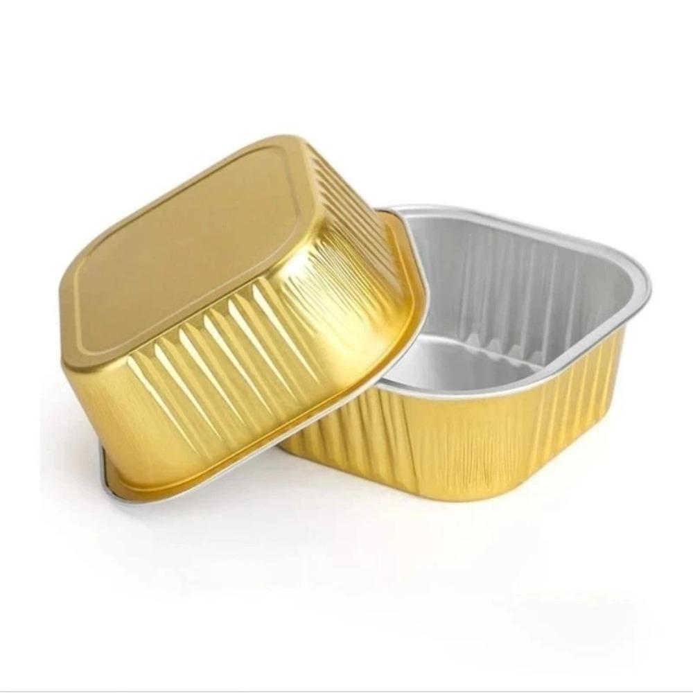 10pcs/set New Non-Stick Aluminum Foil Baking Cups with Lids Heat Resistant Muffin Boxes Square Shape Mini Loaf Pans Kitchen Tool