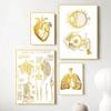 Human Organ Bone Tissue Structure Poster Golden Nordic Retro Style Canvas Painting Living Room Wall Art Prints Modern Home Decor No Frame