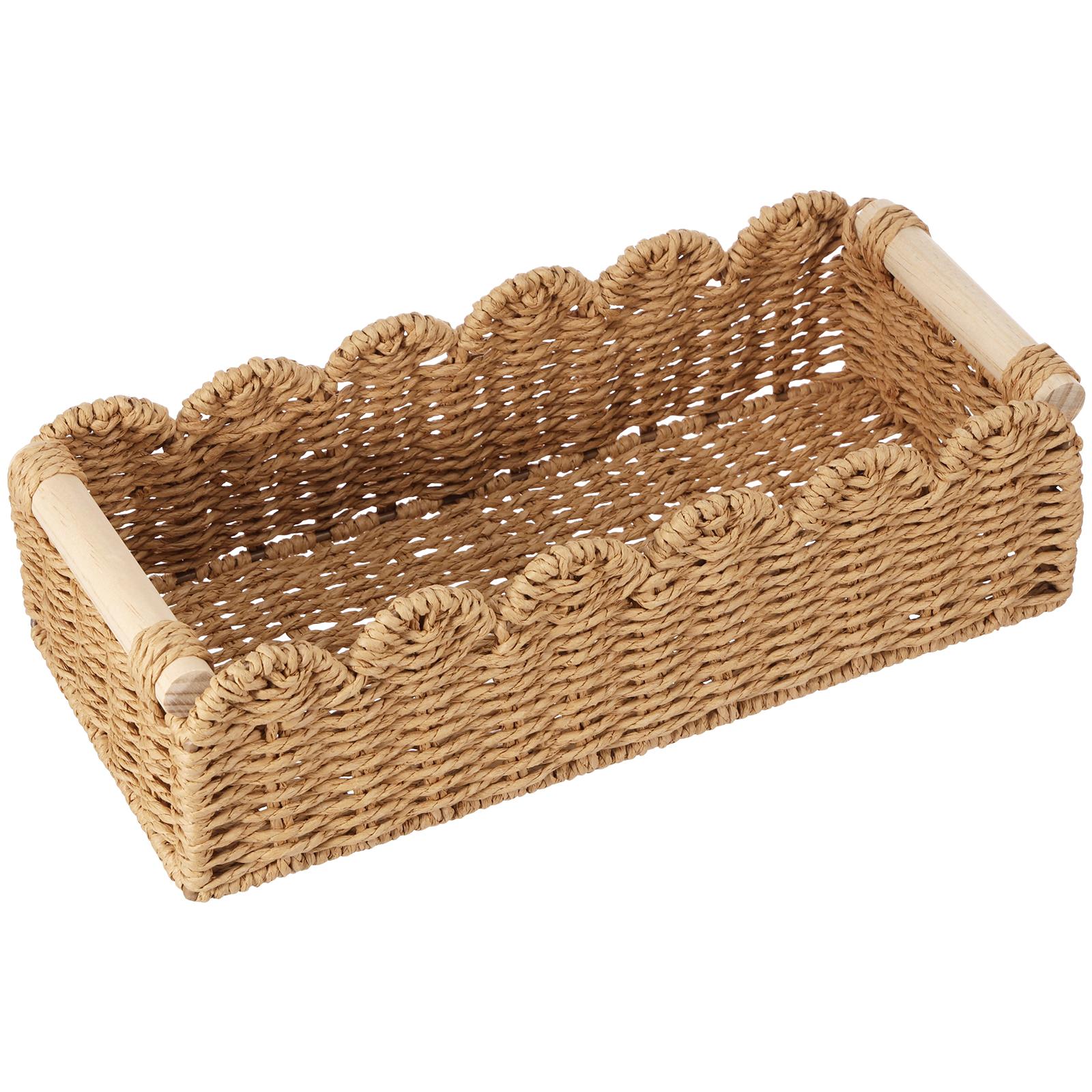 

Handwoven Storage Basket Woven Sundries Rectangular Cosmetics Box Clothes Laundry Basket Household Towel Toys Container темно-коричневого