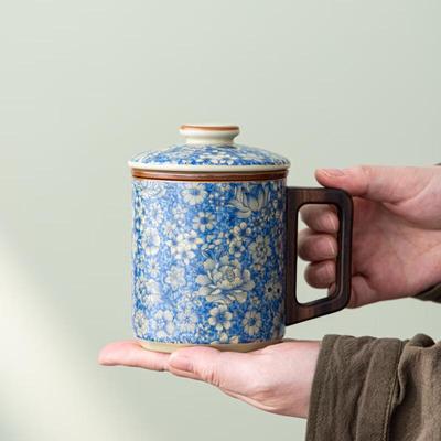 De Ou Starlight Blue and White Ceramic Tea Mug