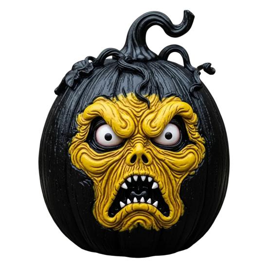 Halloween Pumpkin Figurine Resin Pumpkin Face Sculpture Spooky Pumpkin Halloween Decor for Home Office Desktop Decoration