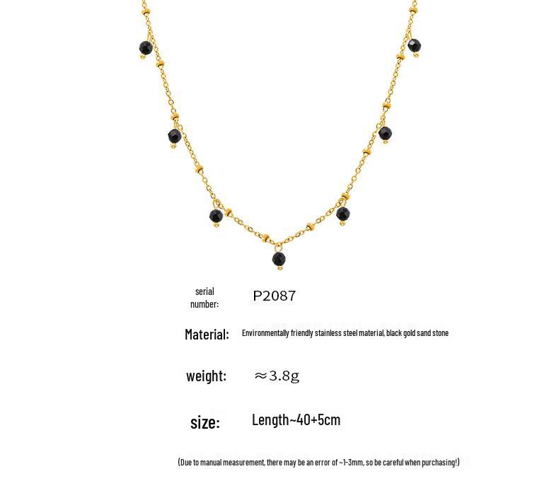 Qiong Yao Handmade Natural Stone Beads Double Layer 18K Gold Plated Choker Necklace for Women