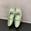 Bow splicing single shoes women's new one-button ballet flats
