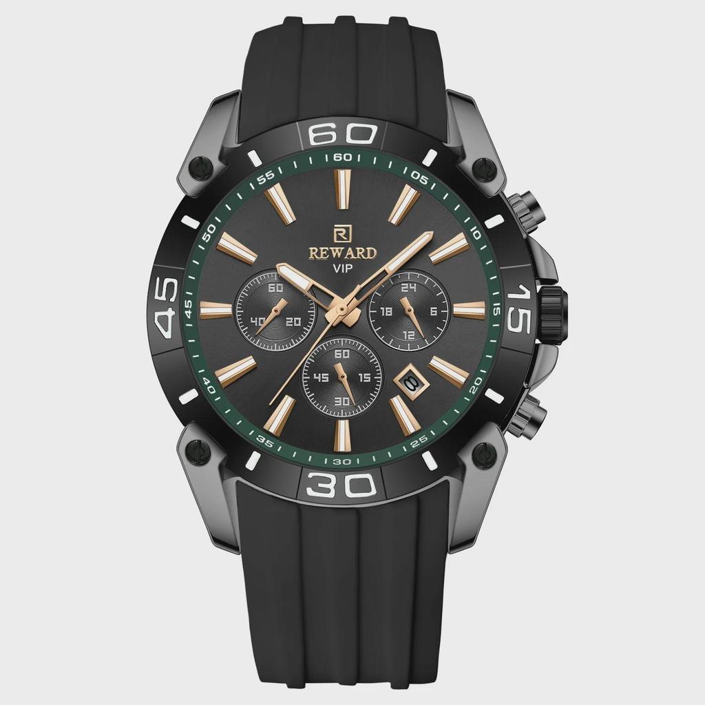 Men Silicone Quartz Mens Watch Multi Functional Waterproof Luminous Calendar Chronograph Watches