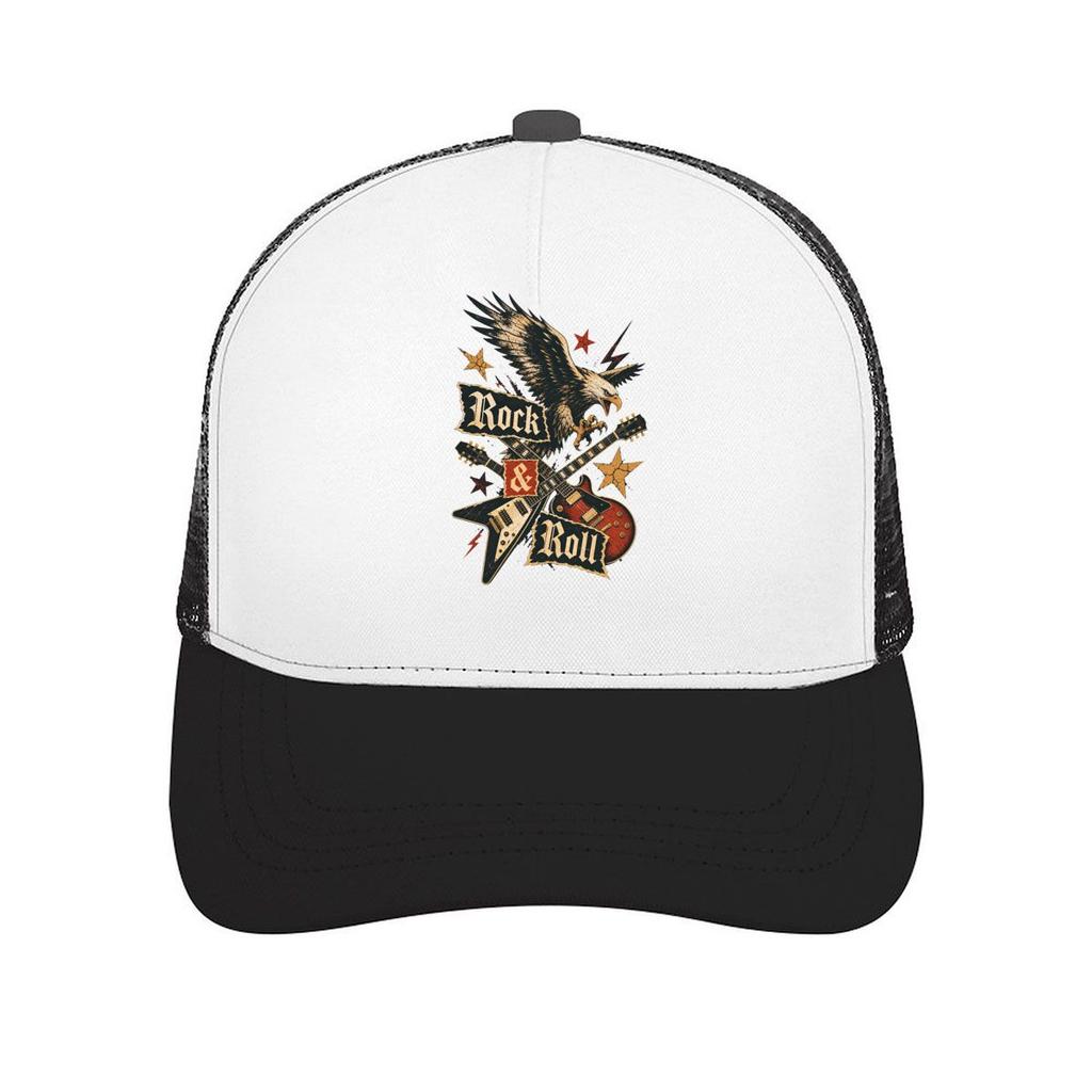 Vintage Eagle Guitar Rebel Spirit Mesh Baseball Cap Casual Hat Outdoor For Womens Unisex FeUnisex