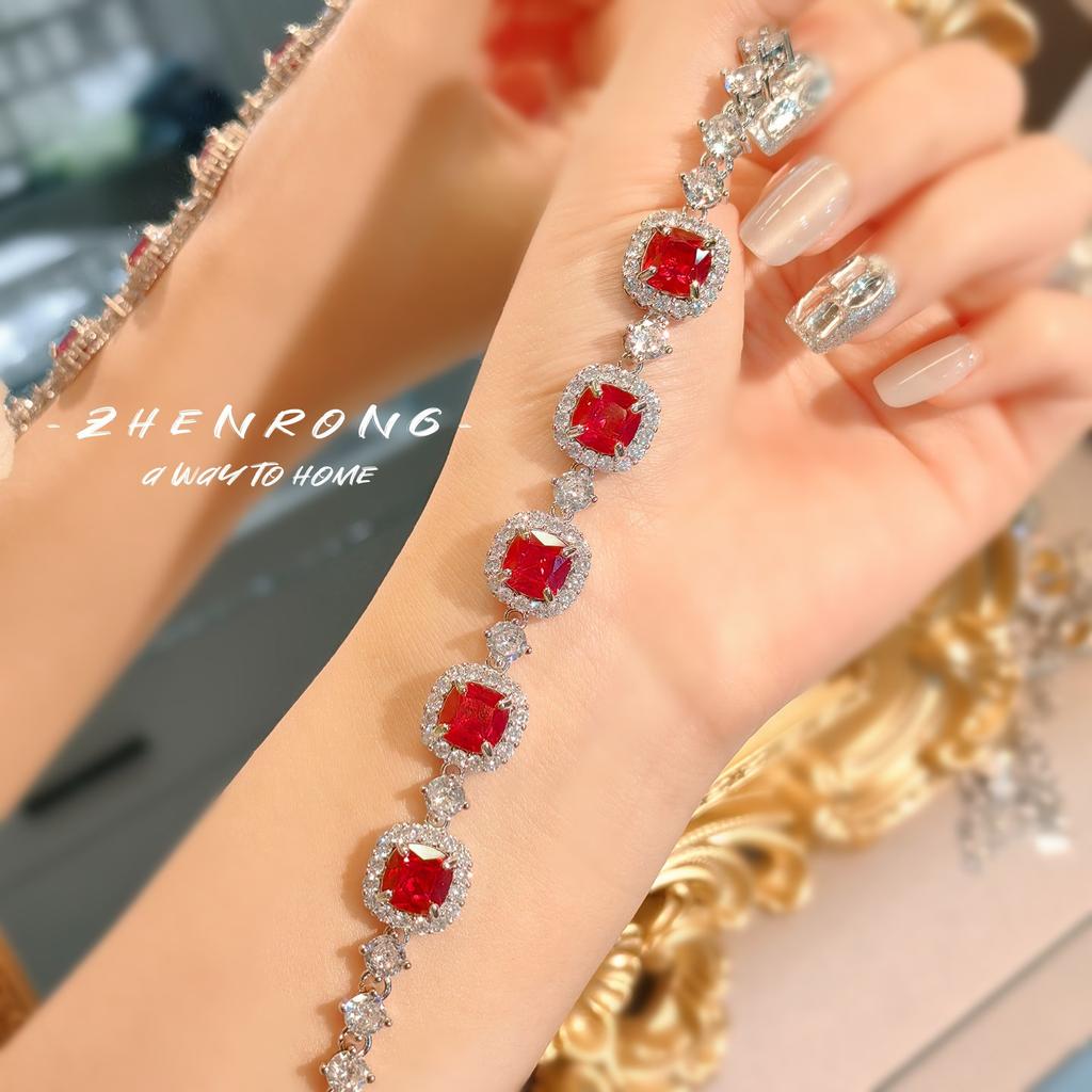 New Trendy Lab Crushed Ice Cut Moissanite Tennis Bracelets For Women Elegant   Color Noble Bangles Cz Fine Jewelry