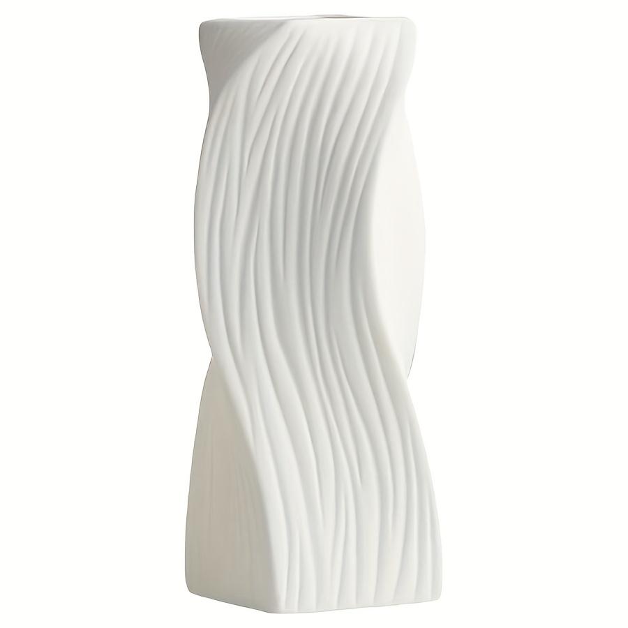 Striped Square Cylindrical Plastic Decorative Vase, drop-proof vase, bohemian vase, modern home decoration vase, desktop decoration