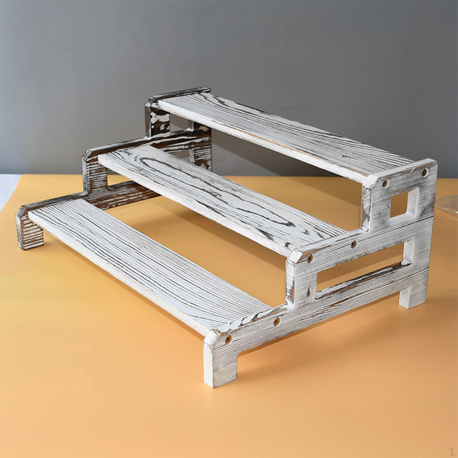 

Collectibles Display Stand Jewelry Organizer Rack 3 Tiers Simple Wood Riser for Figures білий