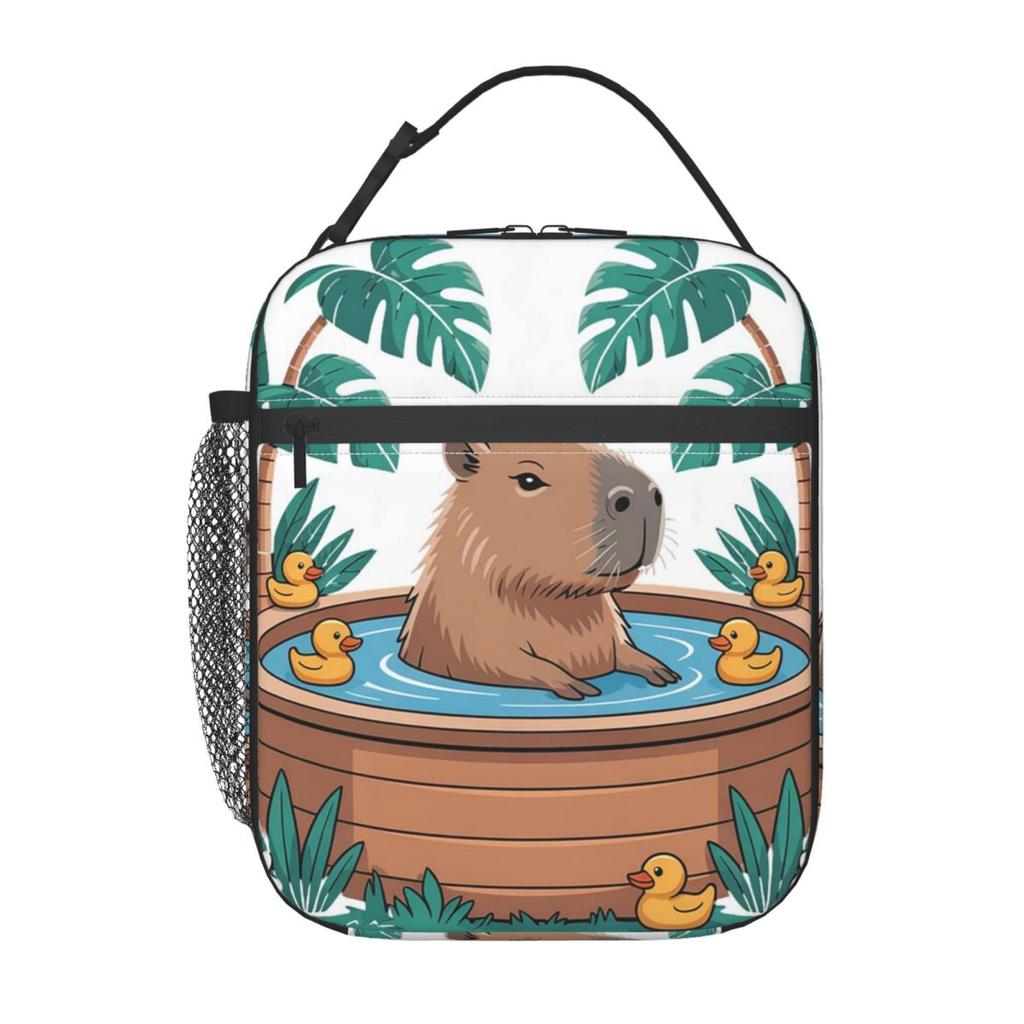 Bath Water Capybara Hot Spring Bubble Insulated Lunch Bag for Kids Cooler Thermal Food Box Tote Portable Lunch Boxes Container