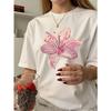 SHEIN Unity Summer Simple Floral Print Round Neck White Short Sleeved T-Shirt, Suitable For Summer Wear