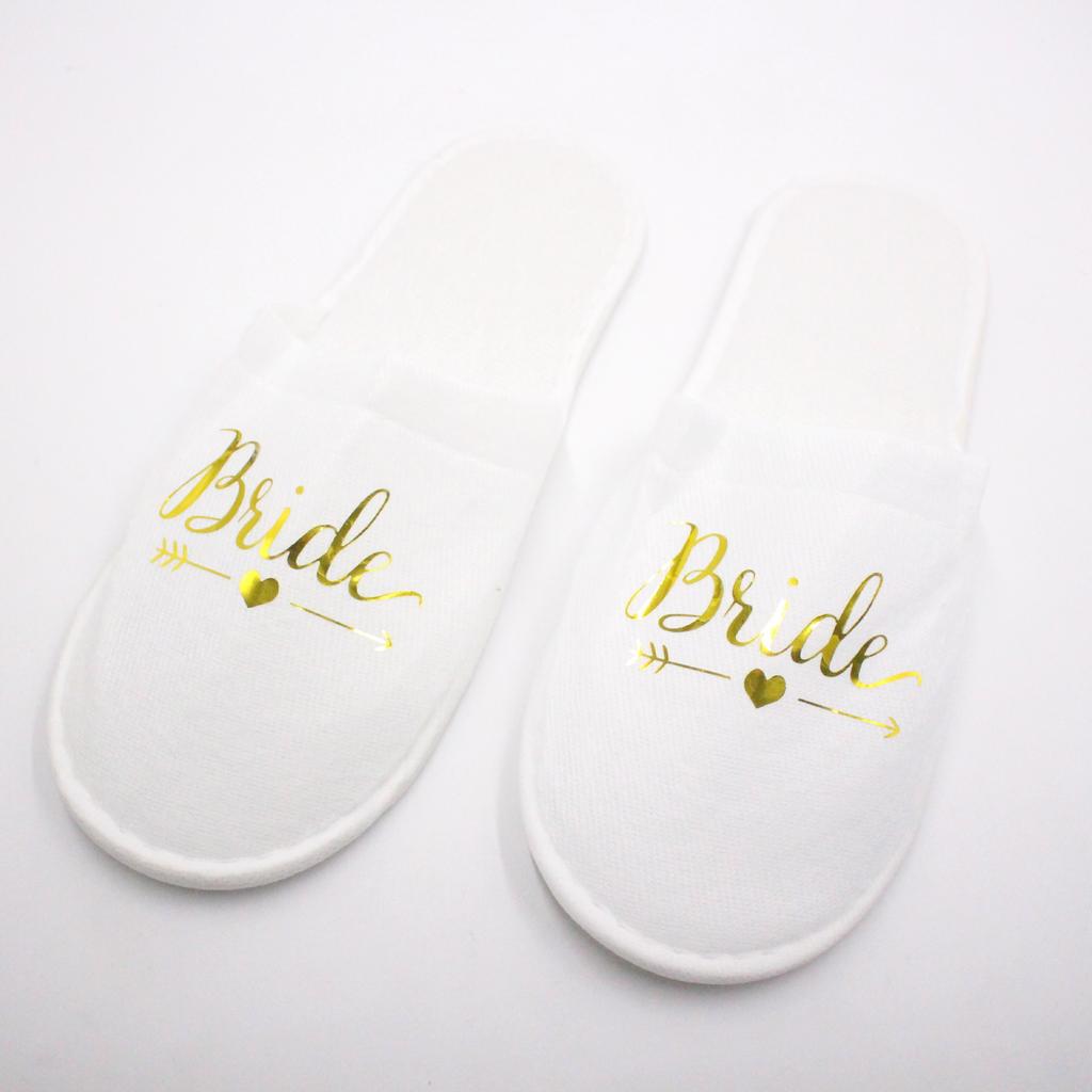 Fashion 20 Pairs Bride & Bridesmaid, Wedding Party Guests Home Slip on Shoes Bridal Party Slippers Open-toe with Golden, Red and Black