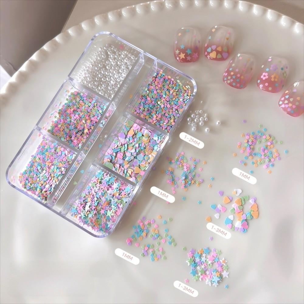 Mixed Shape Nail Art Glitter Set 6 Grids/Box DIY Nail Embellishments Nail Decoration