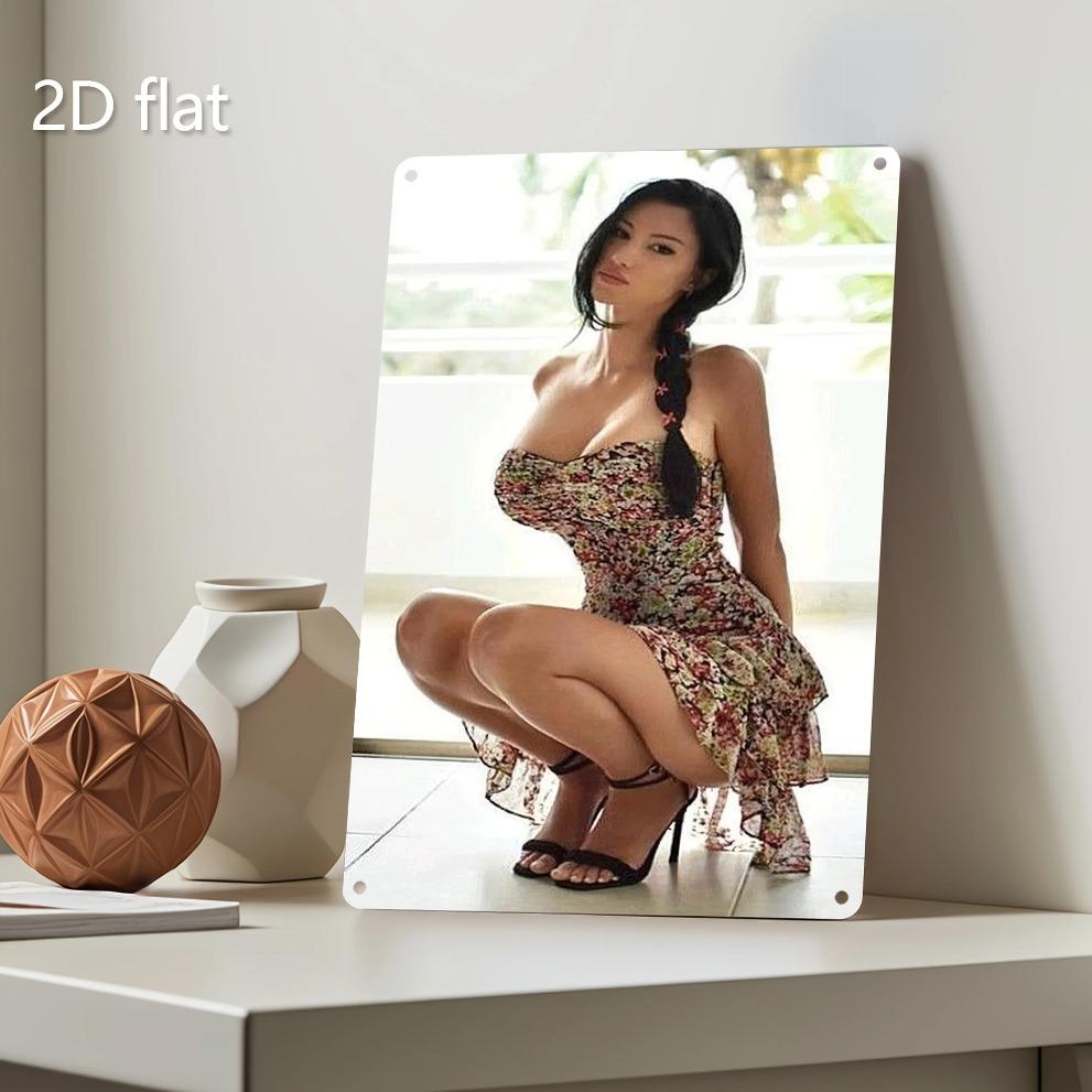 Vintage Metal Wall Art Lady Floral Skirt Design, Iron Tinplate Wall Hanging Weather-Resistant Home Decor