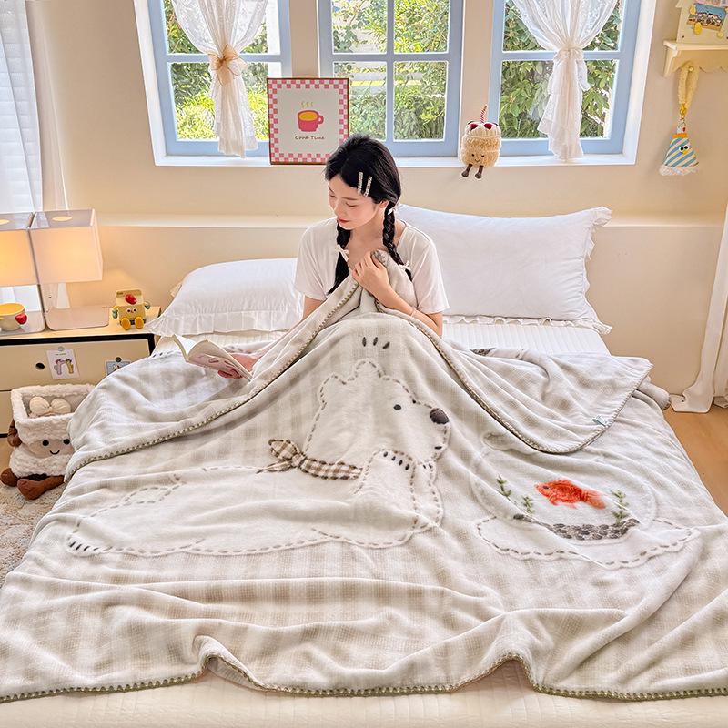 A-Class Plush Penguin Velvet Blanket - Double-Sided, Thickened, Imitation Cashmere Throw for Dorms and Shawls
