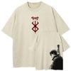 Berserk Guts T Shirt Manga Griffith Printed  T-shirt Men Unisex Clothes Street Vintage Washed Tshirt Short Sleeve Cotton Tees