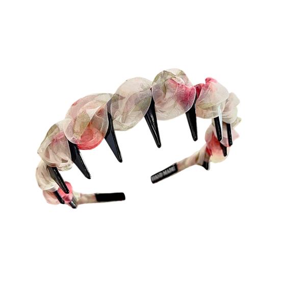 Women Headband Ribbon Decor Anti-slip Teeth Hair Hoop Versatile Bright