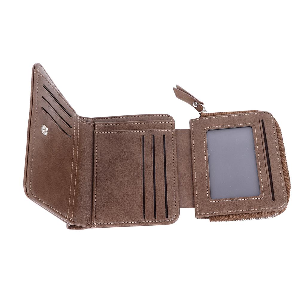 PU Wallet with Multiple Card Slots PU Leather Textured Trifold Three Fold Wallet for Men Boys Brown