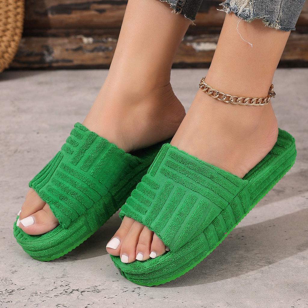 Fashion Women Slippers New Fashionable Minimalist One Word Shoes for Women Indoor and Home Couples Slides Women Open Toe Cotton Slippers