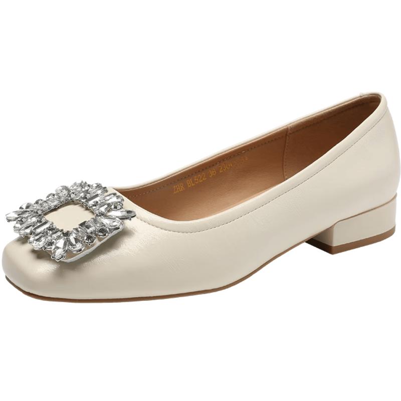 ZHR Women s Elegant Square Toe Rhinestone Pumps 38