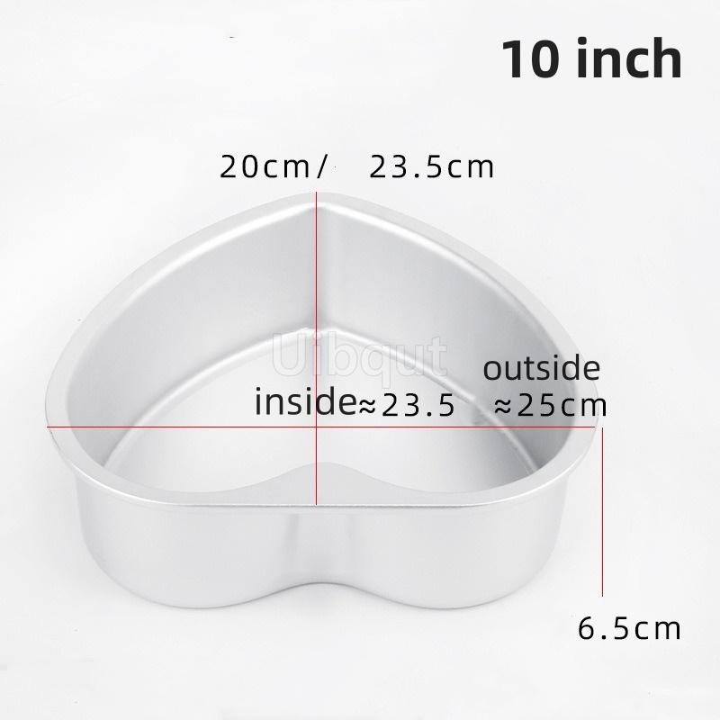 3/4/5/6/7/8/10/11 Inch Heart Shaped Cake Pan mold Solid Bottom Aluminum Alloy Chocolate Cake Pan Silver Tin Baking Mold Mould