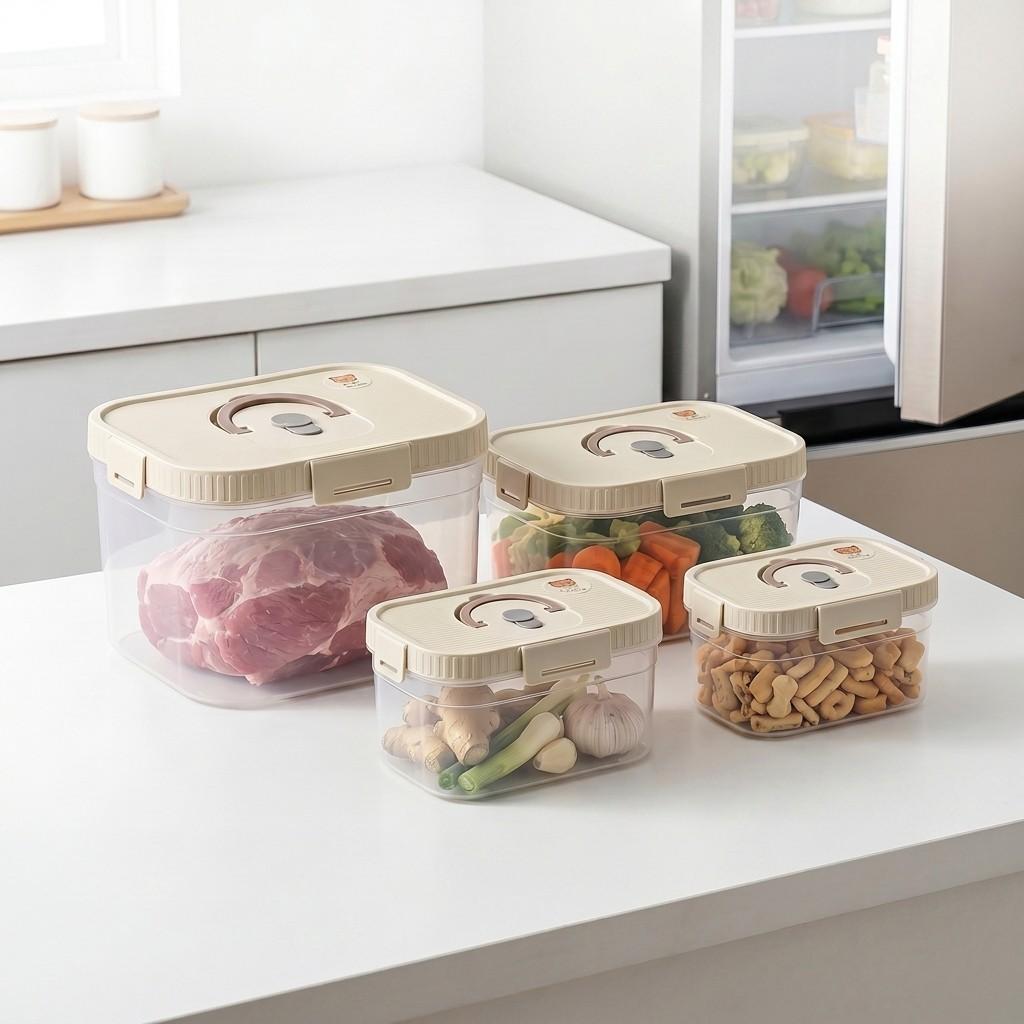 Plastic Stackable Preservation Box With Handle Refrigerator Egg Fresh-keeping Box Stackable Fruit Vegetable Storage Container