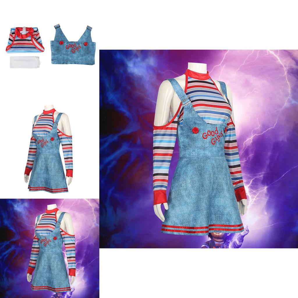 Sweet Dada Circus Clown Costume Halloween Cosplay Horror Doll Maid Dress Revival Set